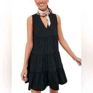 Pomander Place Black Sleeveless Tiered Mini Dress